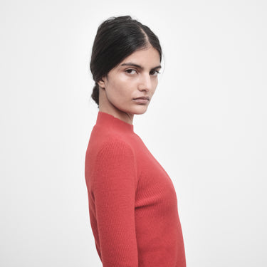 MID-SLEEVE RIB CREWNECK SWEATER