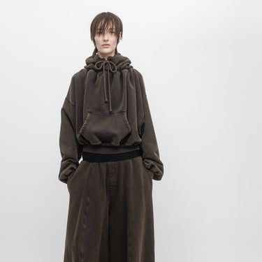 GATHERED NECKLINE HOODIE