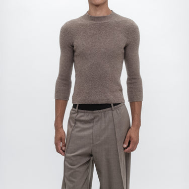 MID-SLEEVE RIB CREWNECK