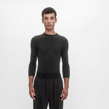 MID-SLEEVE RIB CREWNECK