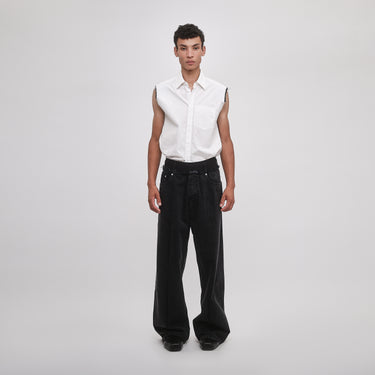 LAYERED-SHOULDER SLEEVELESS SHIRT