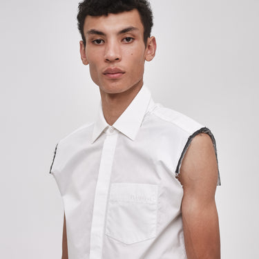 LAYERED-SHOULDER SLEEVELESS SHIRT