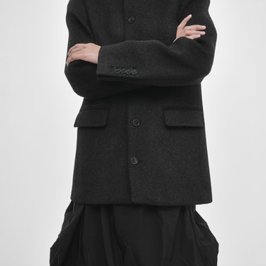 SINGLE BREASTED ROUND-NECK TAILORED JACKET