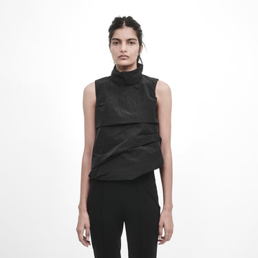 DRAPED HIGH-NECK TOP