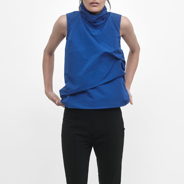 DRAPED HIGH-NECK TOP