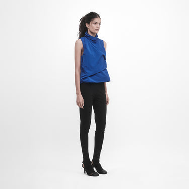 DRAPED HIGH-NECK TOP