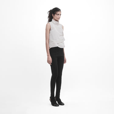 DRAPED HIGH-NECK TOP