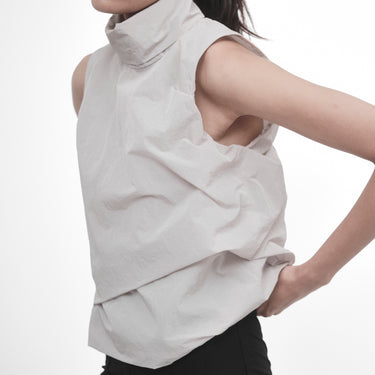 DRAPED HIGH-NECK TOP