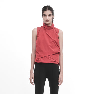DRAPED HIGH-NECK TOP