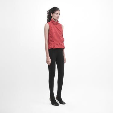 DRAPED HIGH-NECK TOP