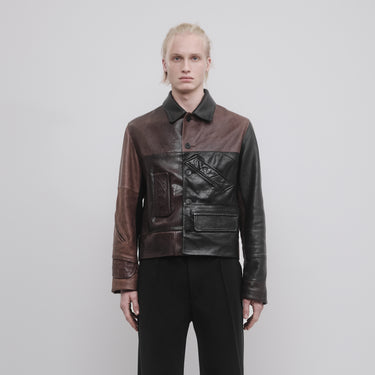 VESTE COURTE EN CUIR VINTAGE RETRAVAILLÉ