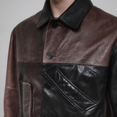 VESTE COURTE EN CUIR VINTAGE RETRAVAILLÉ